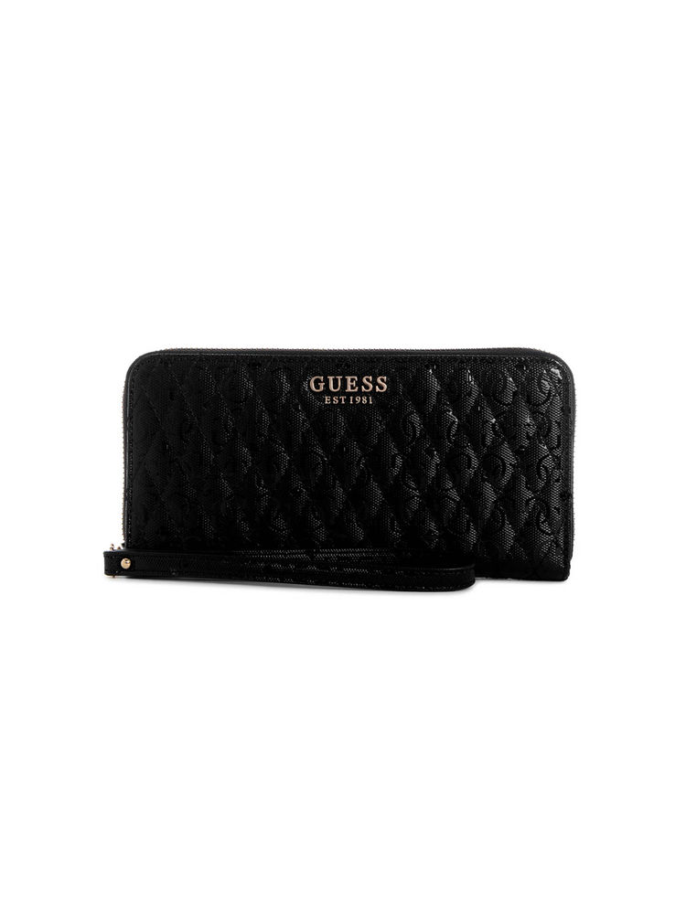 guess fashion Guess Black Textured Betula Zip Around Wallet (L)-picture-36