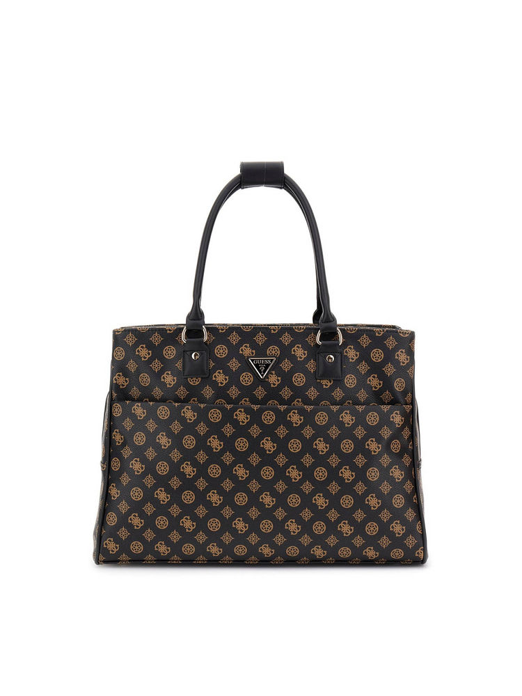 Guess Brown Printed Wilder Shopper Tote Bag-image-36