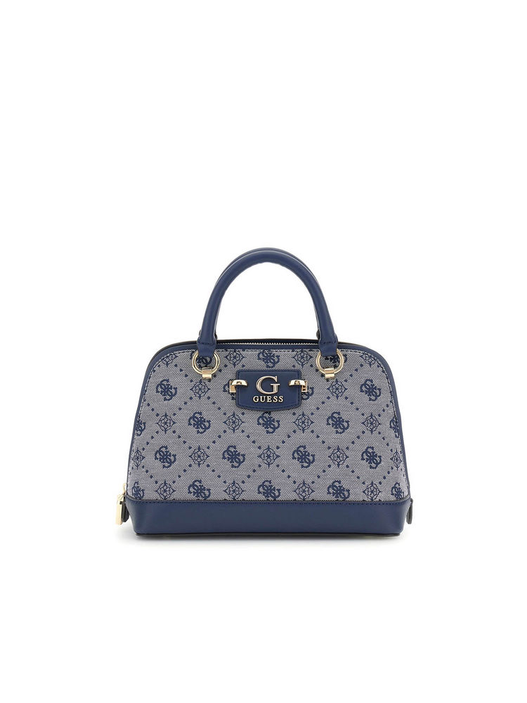 Guess Navy Logo Printed Neda Dome Satchel Bag with Detachable Strap-image-16