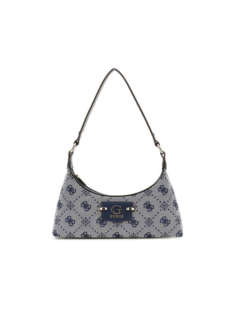 guess fashion Guess Navy Logo Printed Neda Top Zip Shoulder Bag-picture-18
