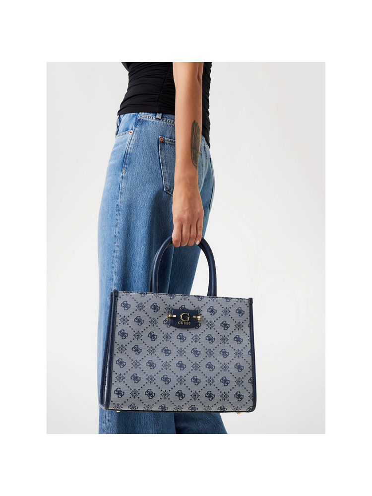 guess fashion Guess Navy Logo Printed Neda Shoulder Bag with Detachable Strap-picture-23