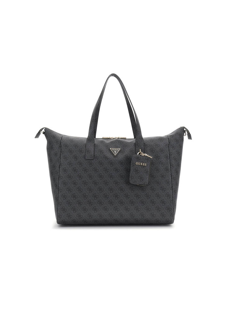 Guess Charcoal Logo Printed Latona Carry On Shoulder Bag with attached Pouch (Set of 2) (L)-image-2