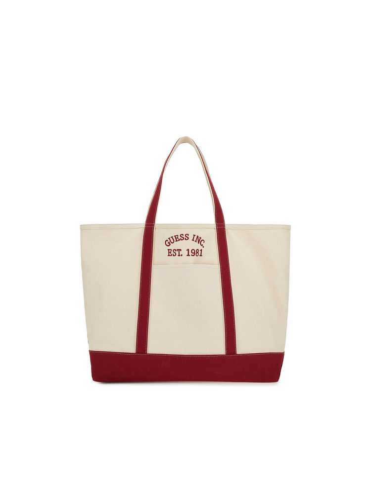 guess fashion Guess Maroon Textured Summer line Extra Tote Bag (L)-picture-11