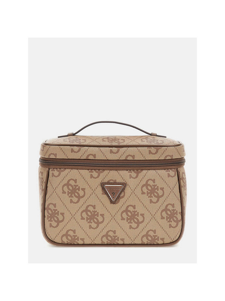 Guess Brown Printed Berta Toiletry Train Case-image-9