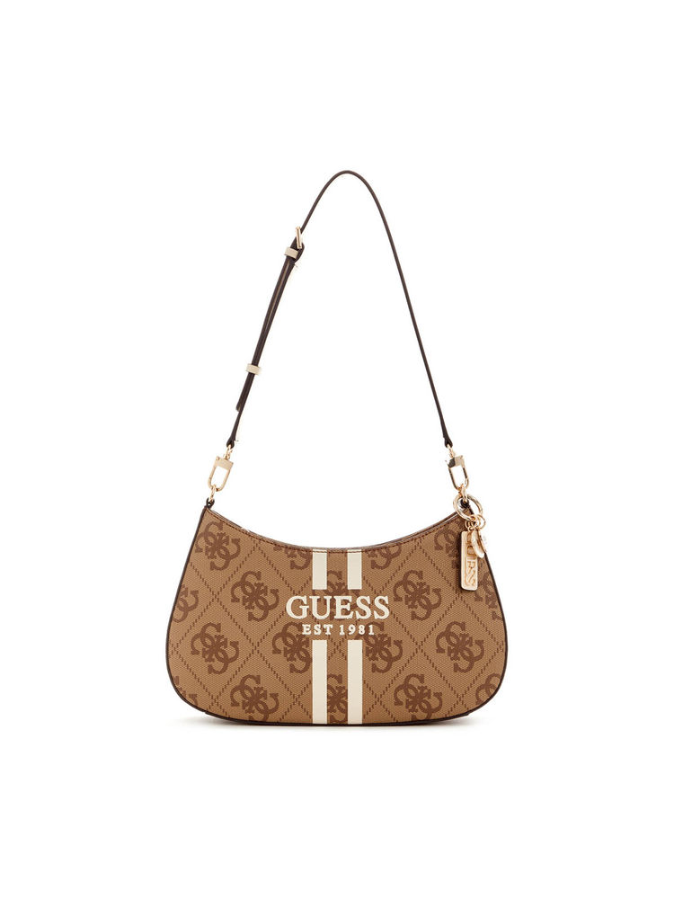 guess fashion Guess Latte Logo Printed Noelle Top Zip Shoulder Bag-picture-23