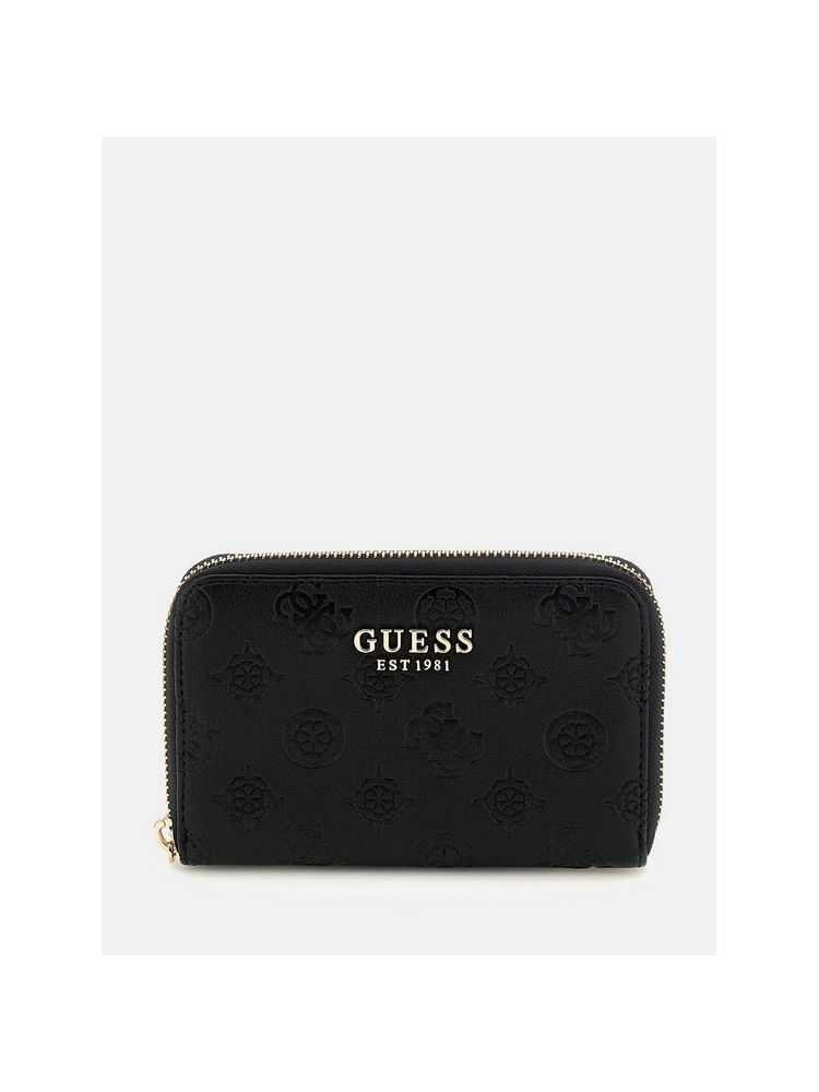 guess fashion Guess Black Logo Textured Phoebe Zip Around Wallet (M)-picture-11