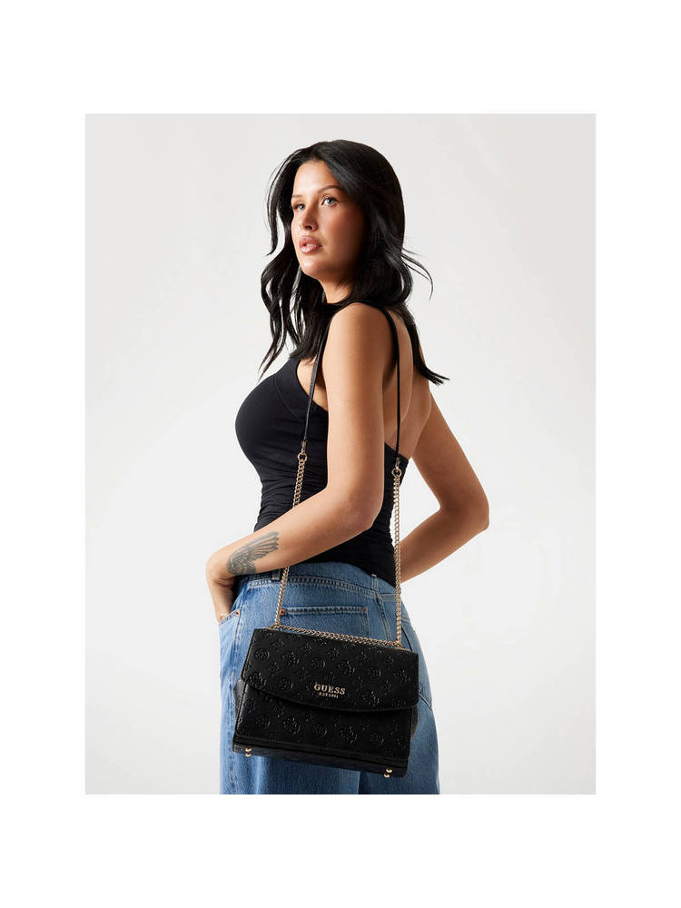 guess fashion Guess Black Logo Textured Phoebe Convertible Crossbody Bag-picture-39