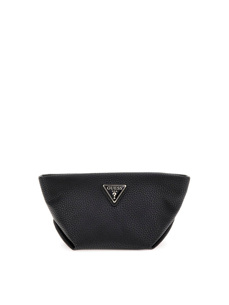 guess fashion Guess Black Textured Helina Top Zip Cosmetic Pouch-picture-16