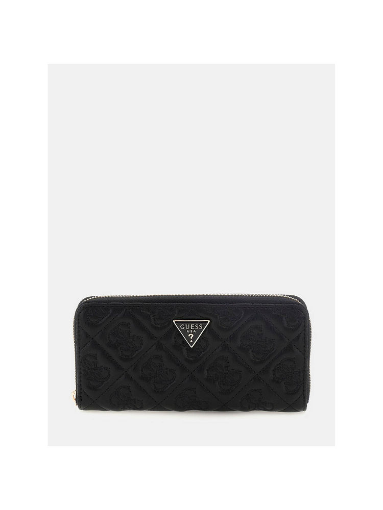 guess fashion Guess Black Embroidered Adelasia Zip Around Wallet (L)-picture-34