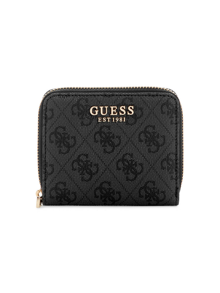 Guess Charcoal Logo Printed Laurel Zip Around Wallet (S)-image-10