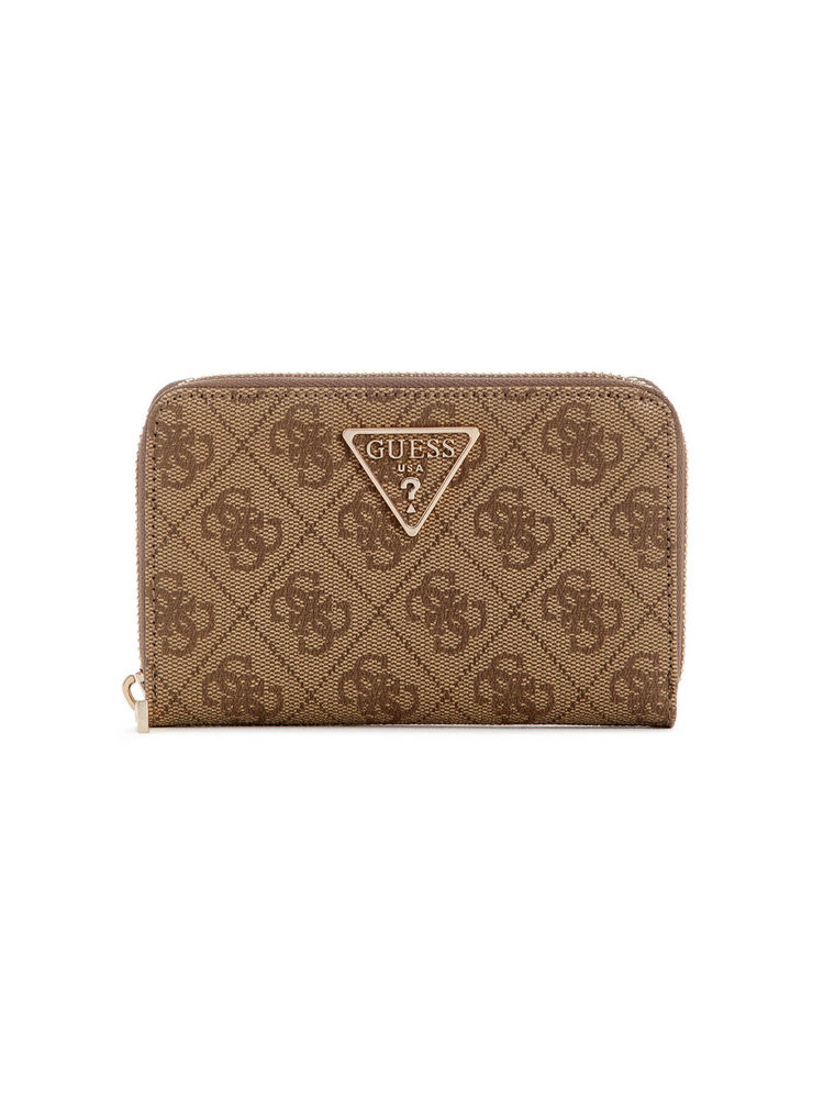 Guess Latte Logo Printed Laurel Zip Around Wallet (M)-image-11