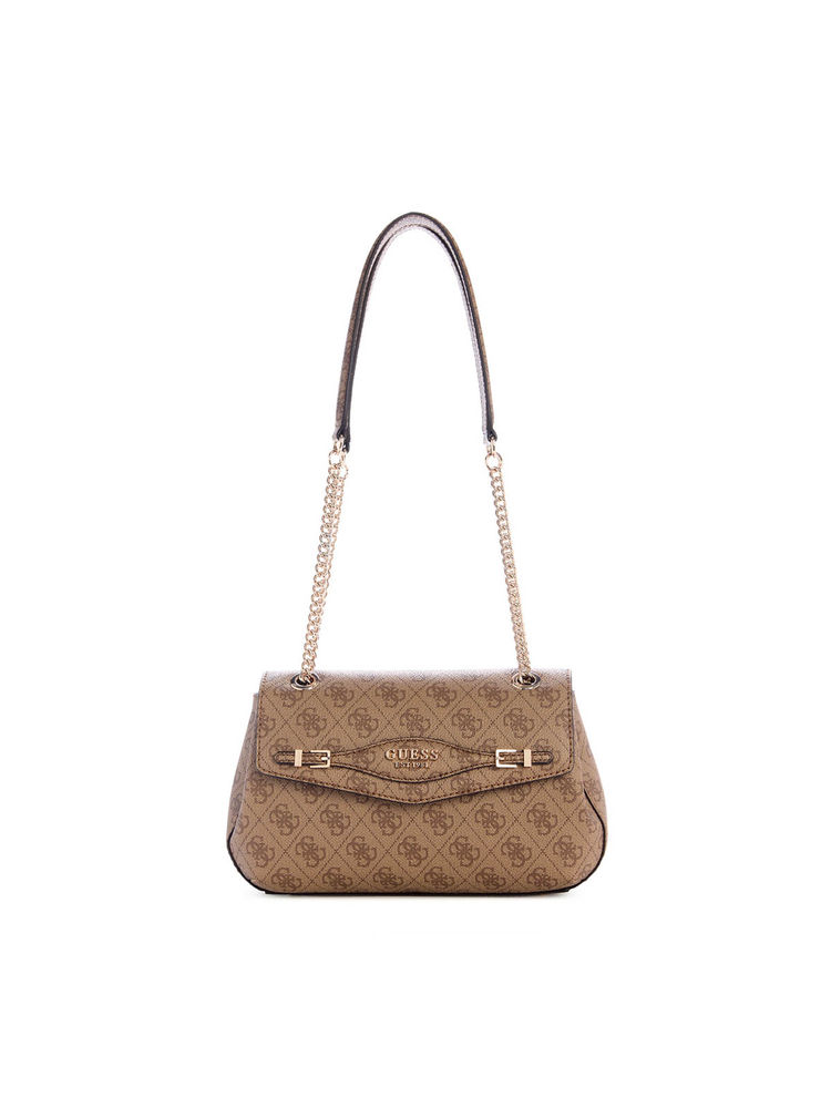 Guess Latte Logo Printed Katya Convertible Crossbody Bag-image-4