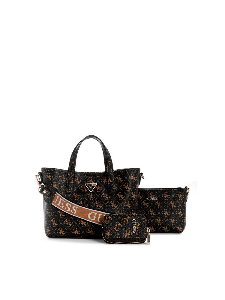 Guess Brown Logo Printed Latona Mini Shoulder Bag with Pouch (Set of 2)-image-1
