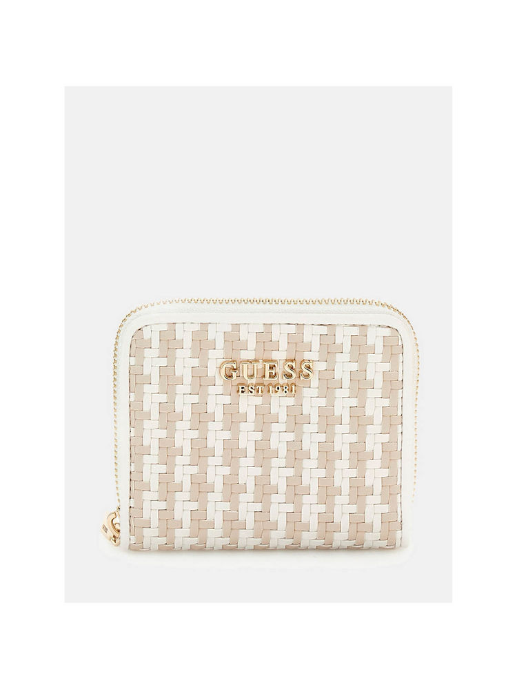 guess fashion Guess White & Beige Textured Mirena Zip Around Wallet (S)-picture-23