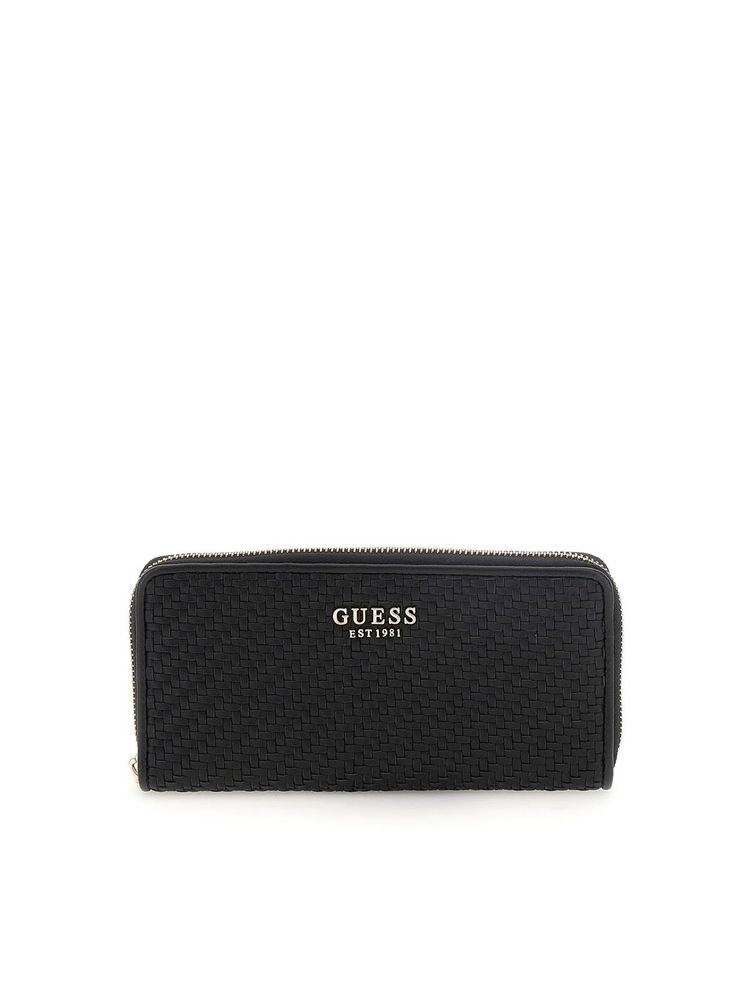guess fashion Guess Black Textured Mirena Zip Around Wallet (L)-picture-22