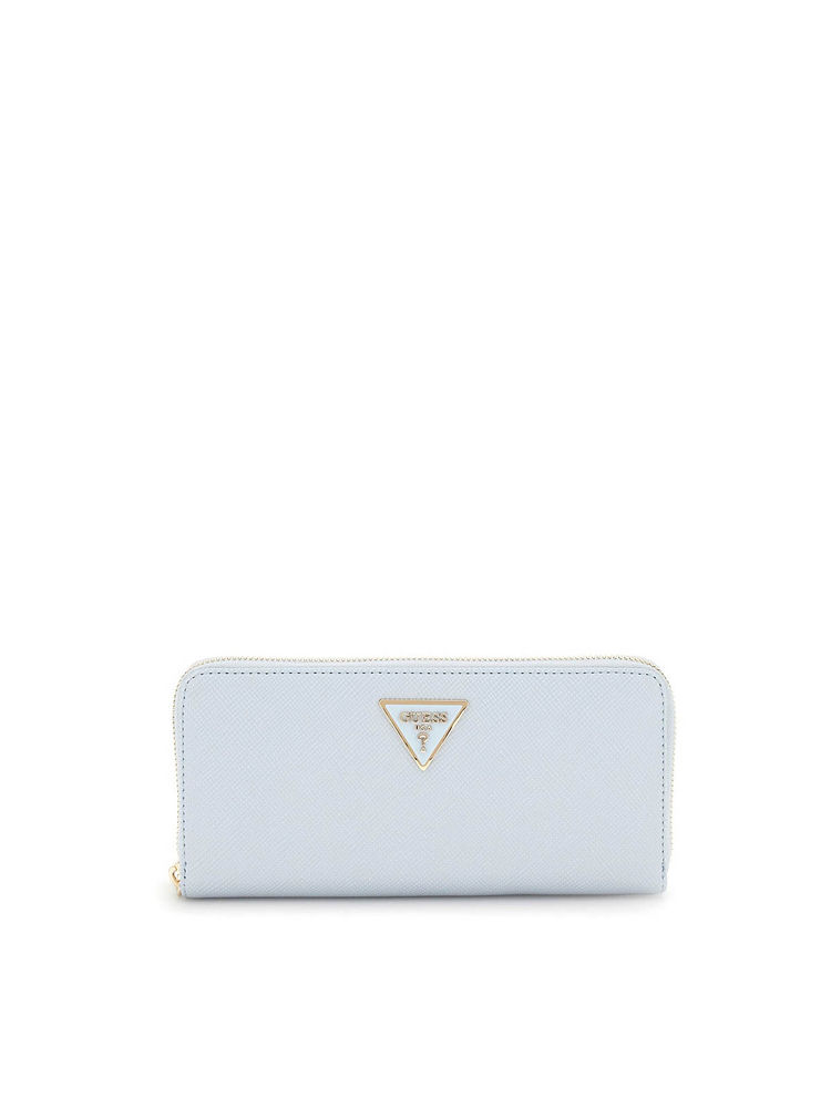 guess fashion Guess Misty Blue Textured Laurel Zip Around Wallet (L)-picture-18