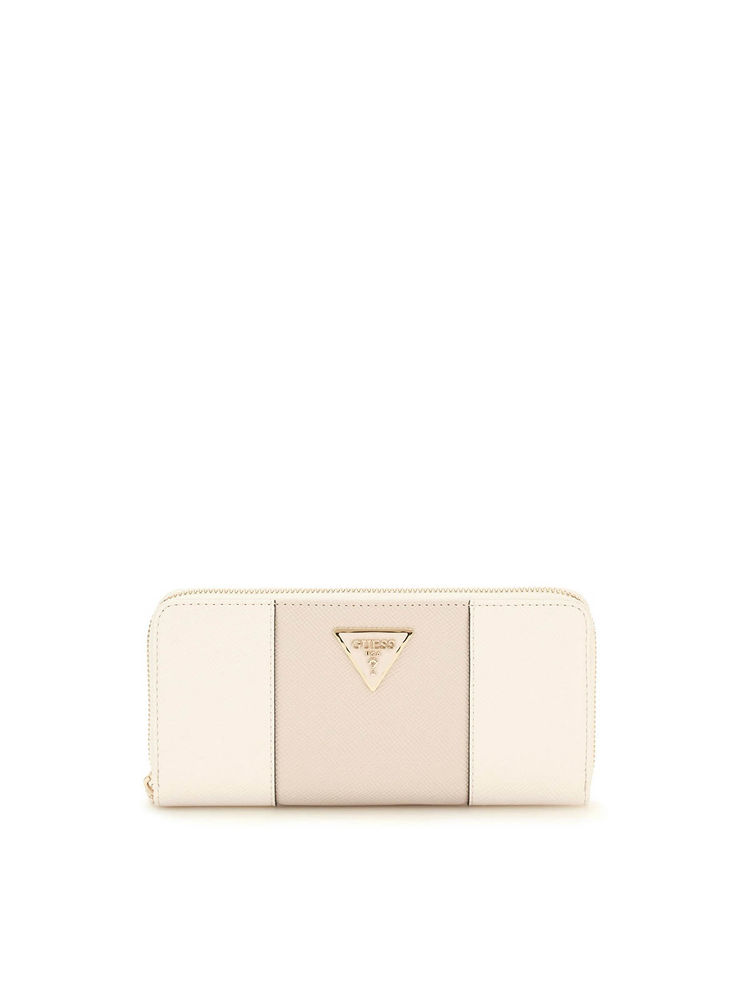 Guess Taupe Colorblock Laurel Zip Around Wallet (L)-image-8