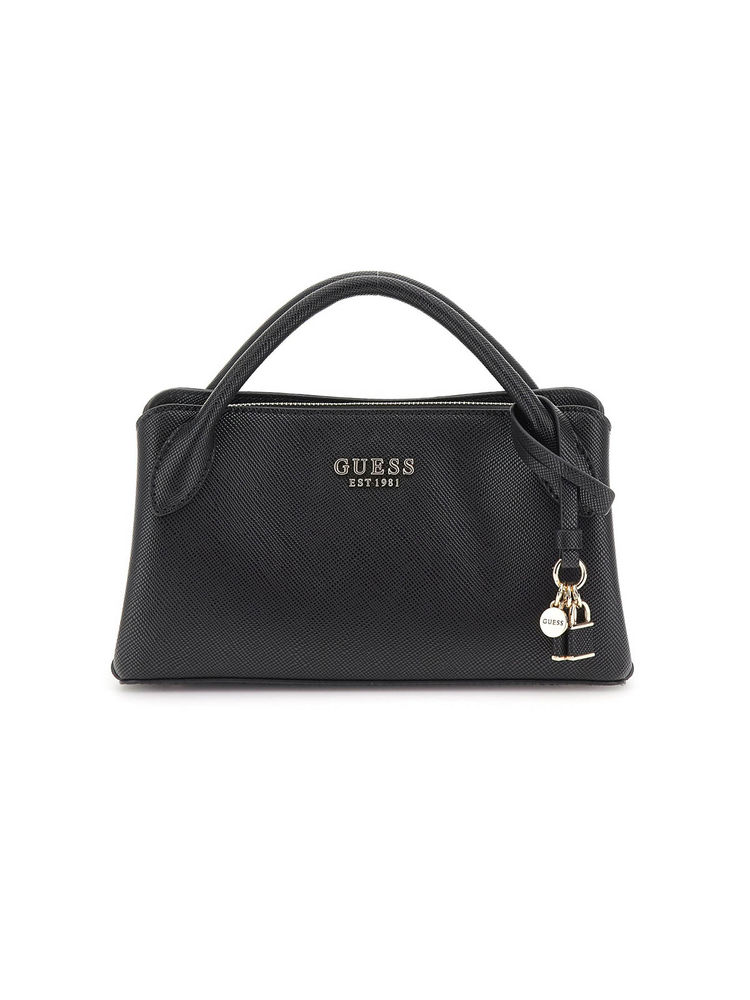 guess fashion Guess Black Solid Fedana Girlfriend Satchel Bag with Detachable Strap (S)-picture-15