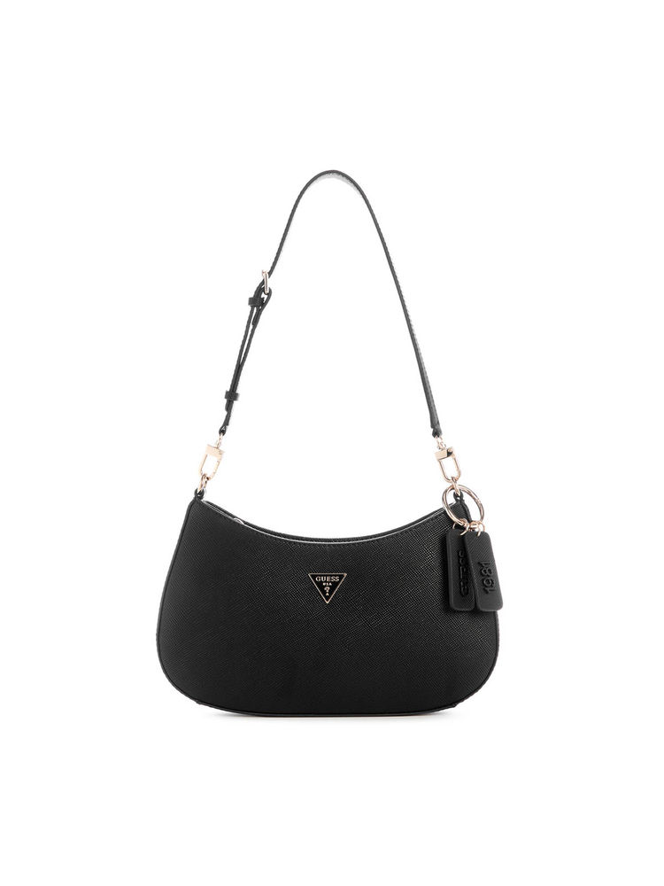 guess fashion Guess Black Textured Noelle Top Zip Shoulder Bag-picture-25