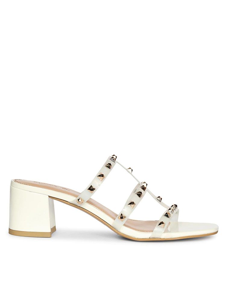 Saint G Women Gold Studs White Block Heels-picture-27