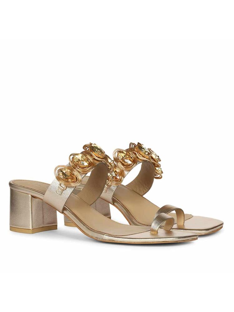 Saint G Women Gold Embellished Block Heels-image-43