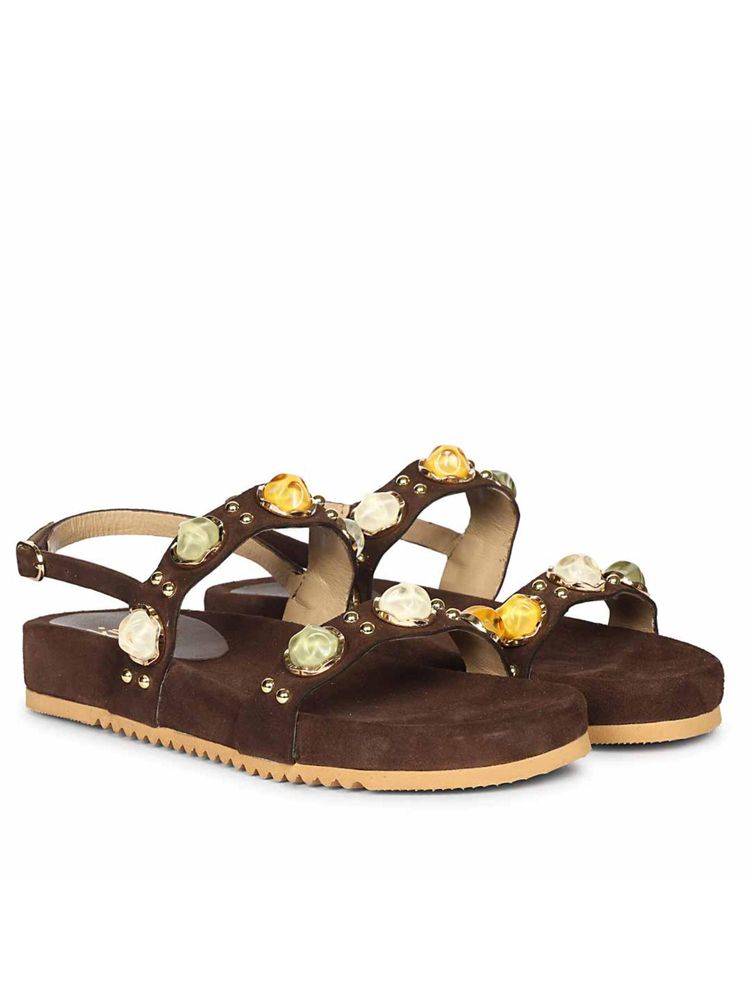 Saint G Women Brown Multi Stone Sandals-picture-24