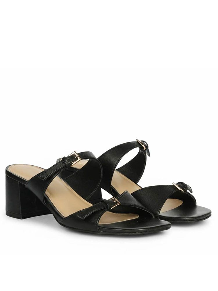 Saint G Women Buckle Black Leather Block Heels-image-38