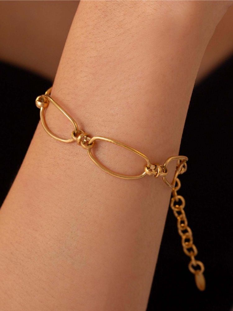 White Lies Oval Muse Link Adjustable Bracelet Gold-image-18
