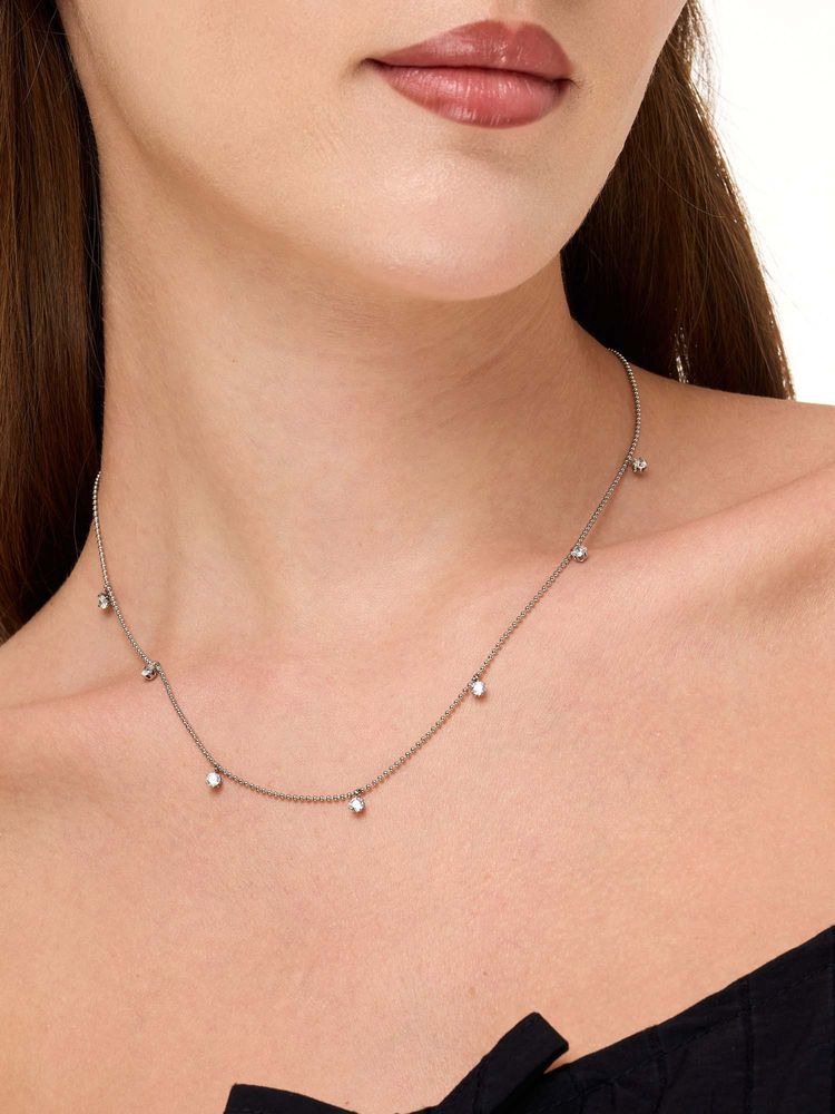 White Lies Dewdrop Station Adjustable Necklace Silver-picture-32