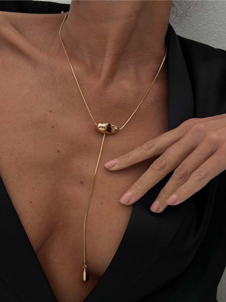 White Lies Nightfall Adjustable Drop Gold Necklace-image-11
