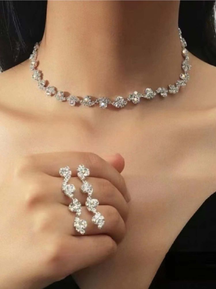 White Lies Crystal Choker Jewellery Set-picture-20