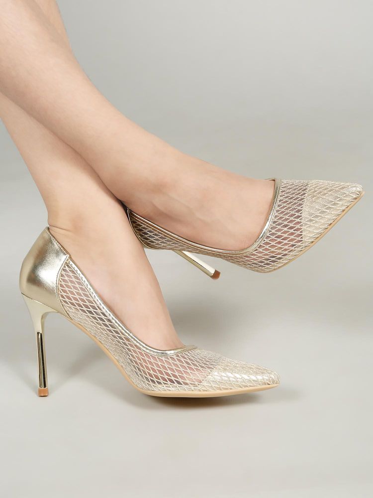Flat n Heels Women Gold Pumps-image-36