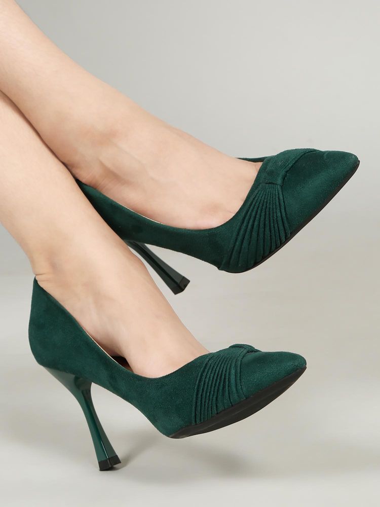 Flat n Heels Women Green Pumps-picture-17