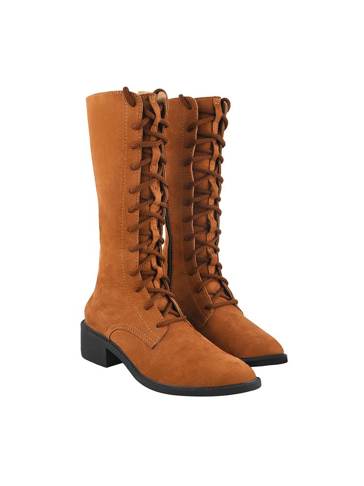 HVNLY by Shoetopia Women Tan Long Casual Boots-picture-18