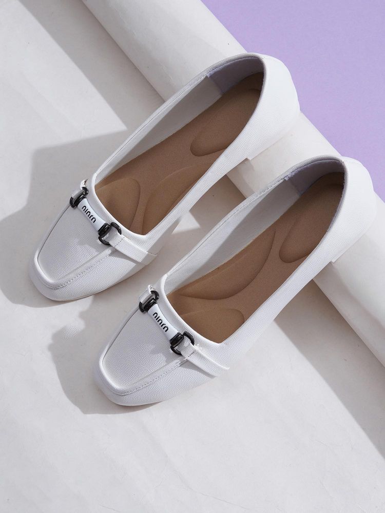 Sherrif Shoes Women White Solid Casual Loafers-image-33