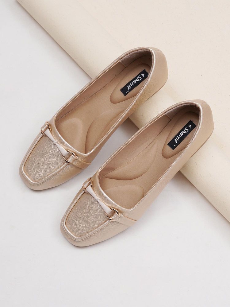 Sherrif Shoes Women Gold Solid Casual Loafers