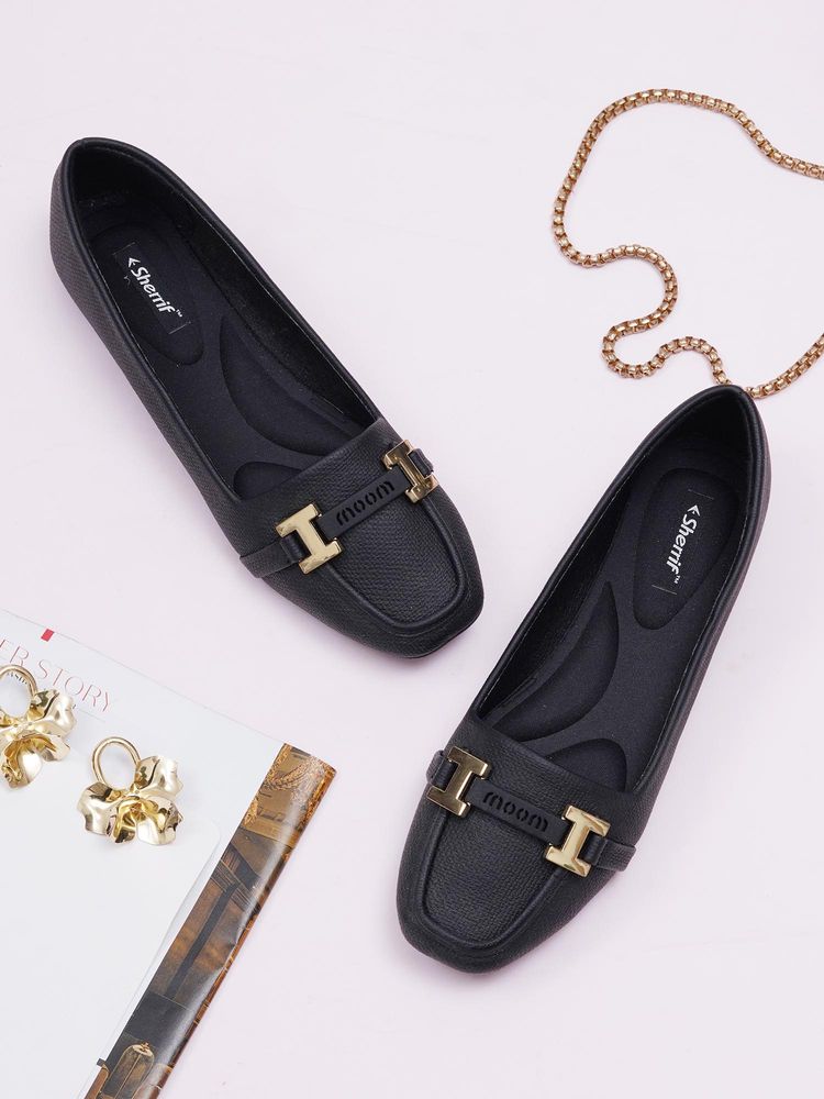 Sherrif Shoes Women Black Solid Casual Loafers-image-23