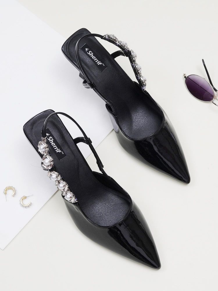 Sherrif Shoes Women Black Solid Casual Sandal Heels-picture-28