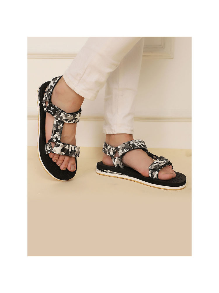 Yoho Black Marble Eva Sandals for Women-image-49