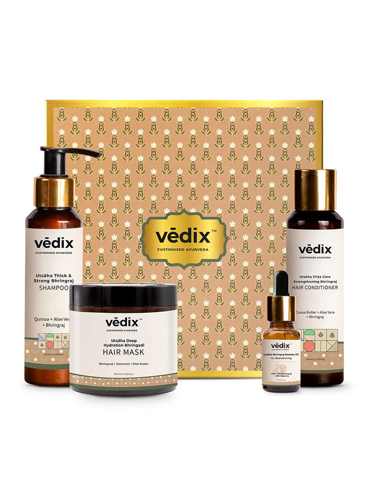 Vedix Bhringadi Hair Care Kit - Pack Of 4 - Booster Oil,Shampoo,Conditioner & Hair Mask-image-21