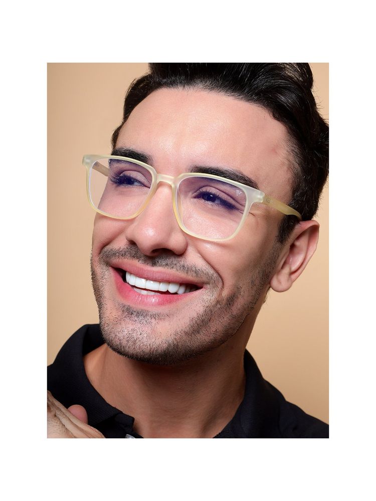 Voyage Yellow Square Eyeglasses for Men & Women (52)-image-1