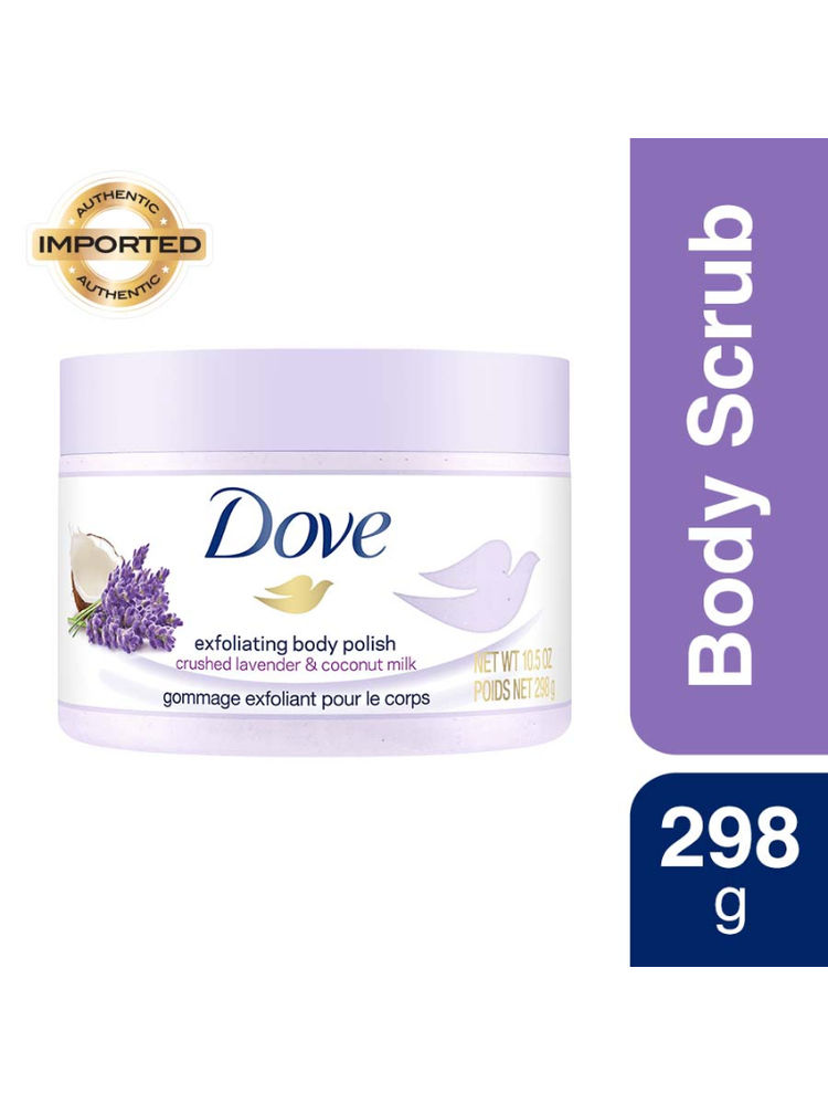 Dove Exfoliating Body Polish Scrub With Crushed Lavender And Coconut Milk