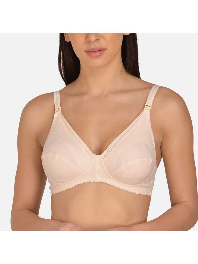Mod & Shy Solid Non-wired Non-padded Maternity Bra - Peach-image-5