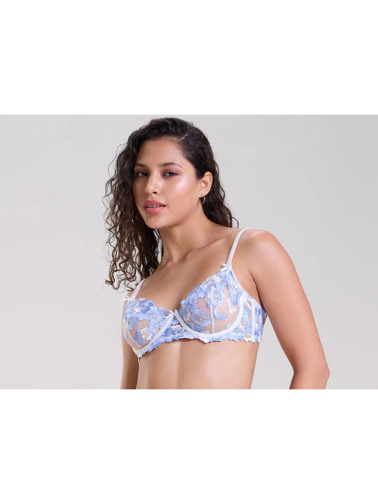 Mysthelle Blue Bell Embroidered Balconette Bra-image-23