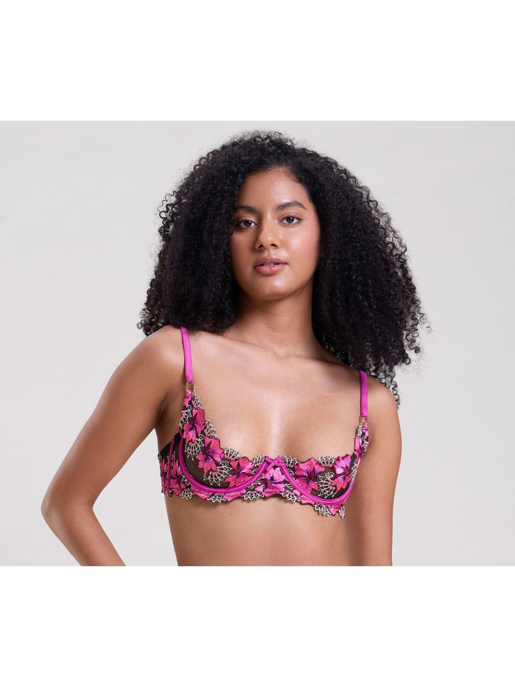 Mysthelle Iris Embroidered Quarter Cup Bra-picture-19