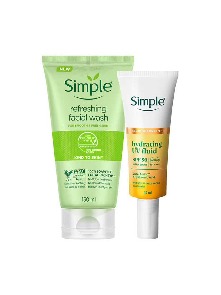 Simple Kind To Skin Refreshing Facewash + Hydrating UV Fluid SPF 50 PA++++ Sunscreen Combo-picture-26