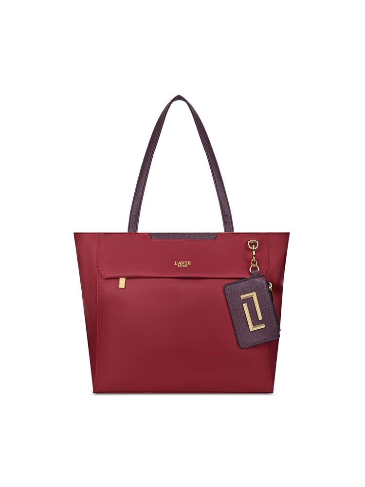 Lavie Luxe Maroon Nylon Solid Handbag-image-18