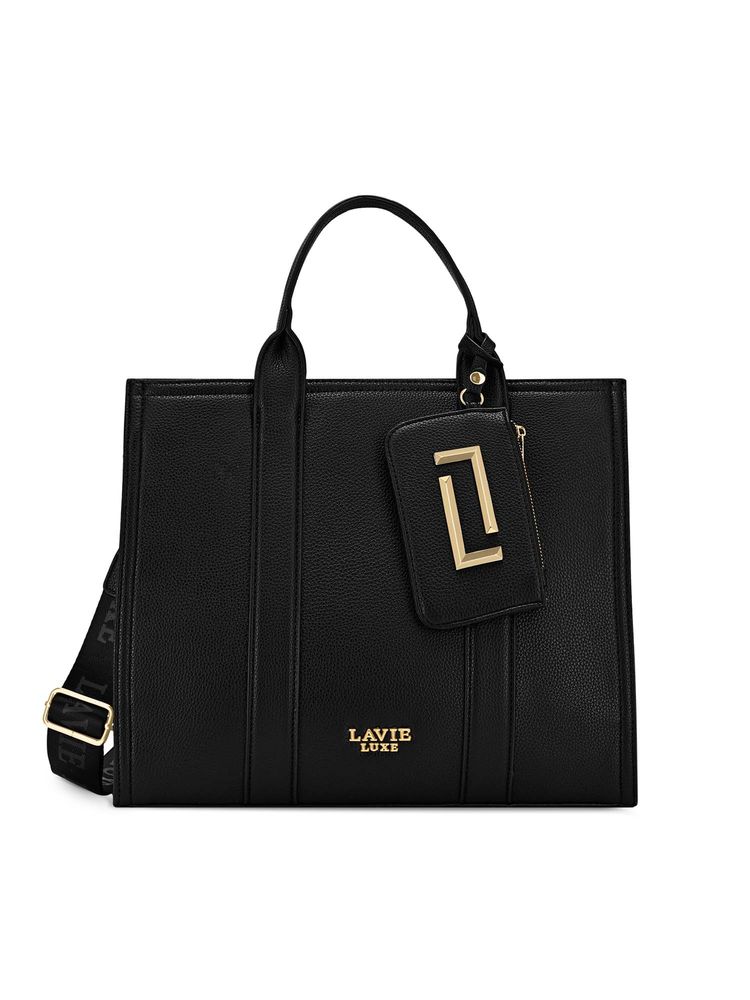 Lavie Luxe Black Synthetic Leather Solid Handbag with Detachable Strap-picture-23