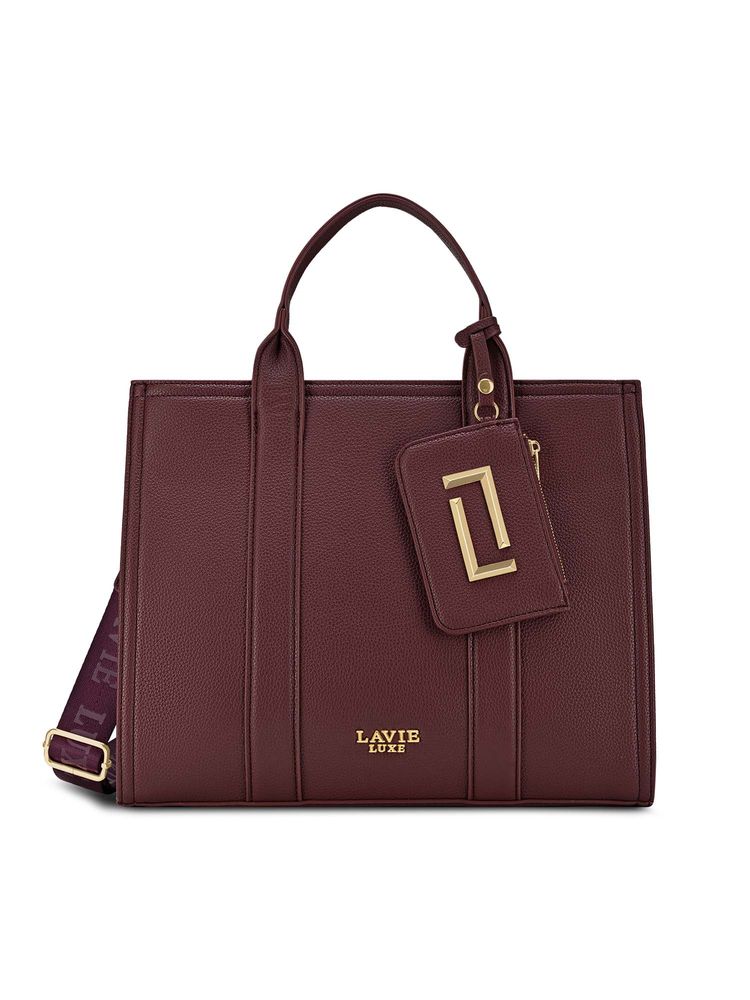 Lavie Luxe Wine Synthetic Leather Solid Handbag with Detachable Strap