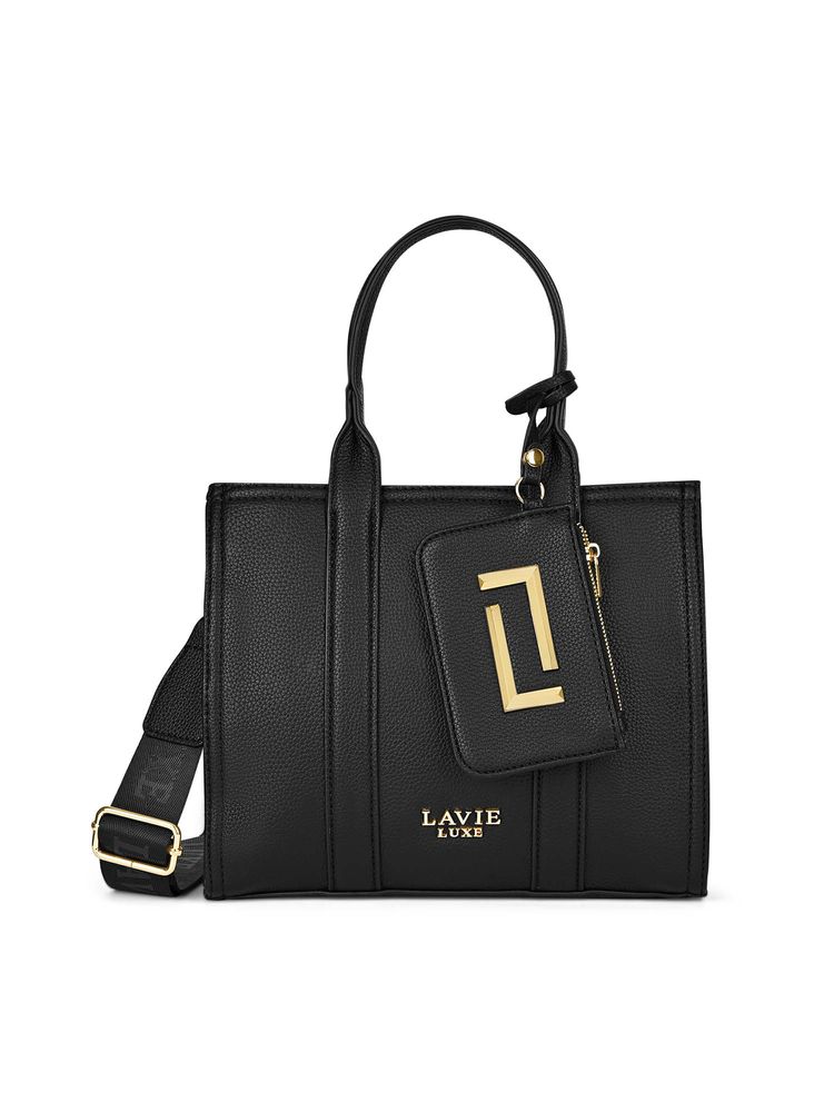 Lavie Luxe Black Synthetic Leather Solid Handbag with Detachable Strap-picture-27
